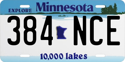 MN license plate 384NCE