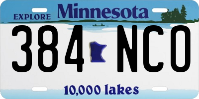 MN license plate 384NCO