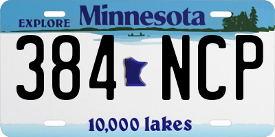 MN license plate 384NCP