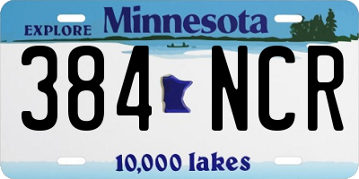 MN license plate 384NCR