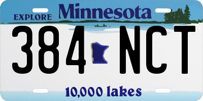 MN license plate 384NCT