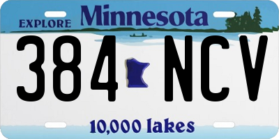 MN license plate 384NCV