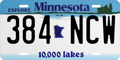 MN license plate 384NCW