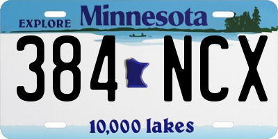 MN license plate 384NCX