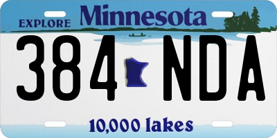 MN license plate 384NDA