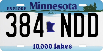 MN license plate 384NDD