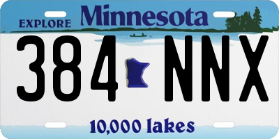 MN license plate 384NNX