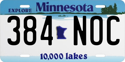 MN license plate 384NOC