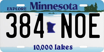 MN license plate 384NOE