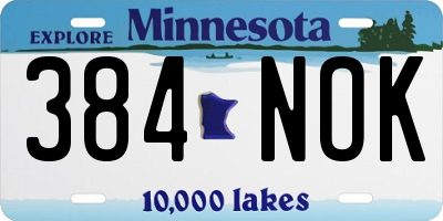 MN license plate 384NOK