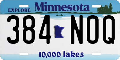 MN license plate 384NOQ