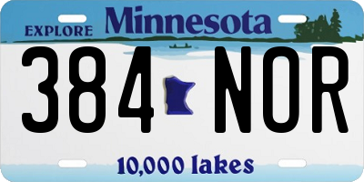 MN license plate 384NOR