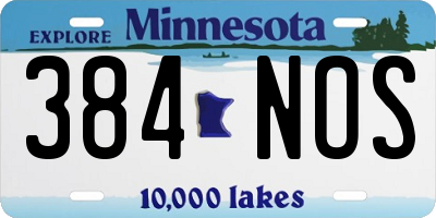 MN license plate 384NOS