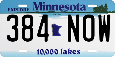 MN license plate 384NOW