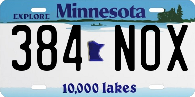 MN license plate 384NOX
