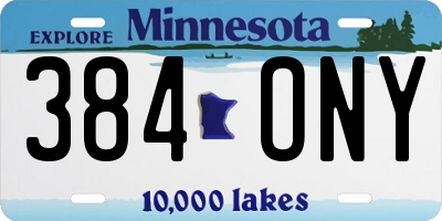 MN license plate 384ONY