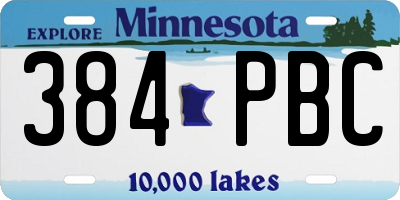 MN license plate 384PBC