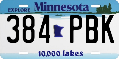 MN license plate 384PBK
