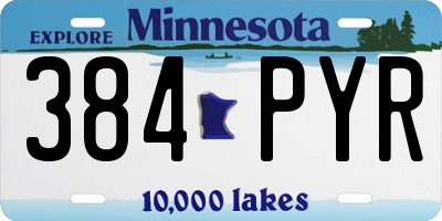 MN license plate 384PYR