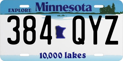 MN license plate 384QYZ