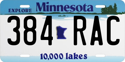 MN license plate 384RAC