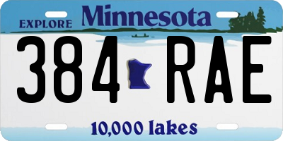 MN license plate 384RAE