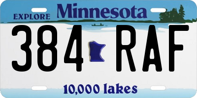 MN license plate 384RAF