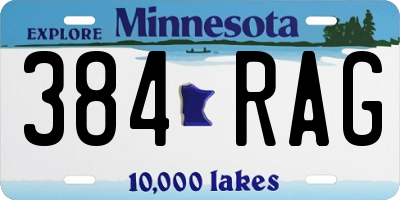 MN license plate 384RAG