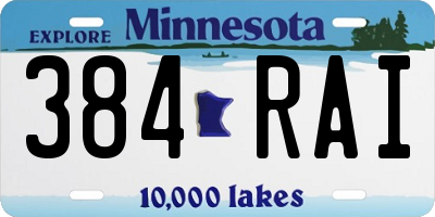MN license plate 384RAI