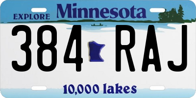 MN license plate 384RAJ