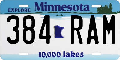 MN license plate 384RAM
