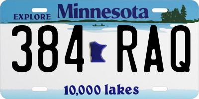 MN license plate 384RAQ