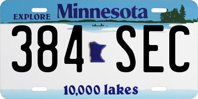 MN license plate 384SEC