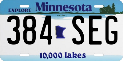 MN license plate 384SEG