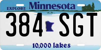 MN license plate 384SGT