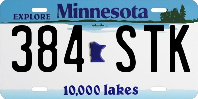 MN license plate 384STK