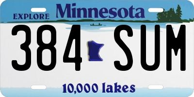 MN license plate 384SUM