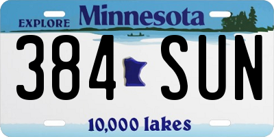 MN license plate 384SUN