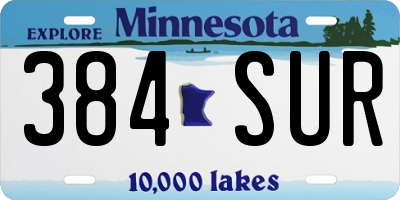 MN license plate 384SUR