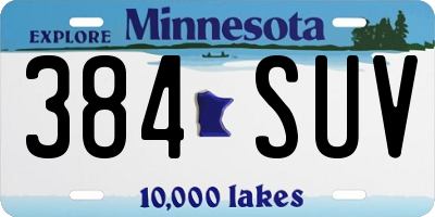 MN license plate 384SUV