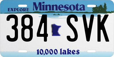 MN license plate 384SVK