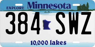 MN license plate 384SWZ