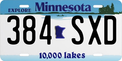 MN license plate 384SXD