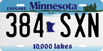 MN license plate 384SXN