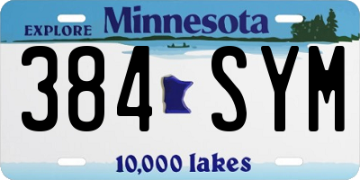 MN license plate 384SYM
