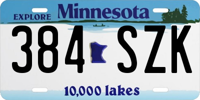 MN license plate 384SZK
