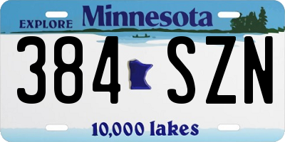 MN license plate 384SZN