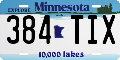 MN license plate 384TIX