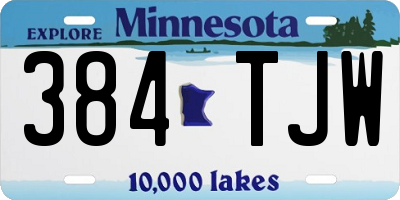 MN license plate 384TJW