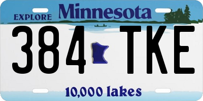 MN license plate 384TKE